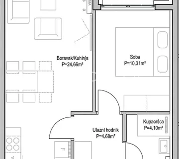 Zagreb, Blato, moderan dvosoban stan u novogradnji, 47 m², PRVI NAJAM