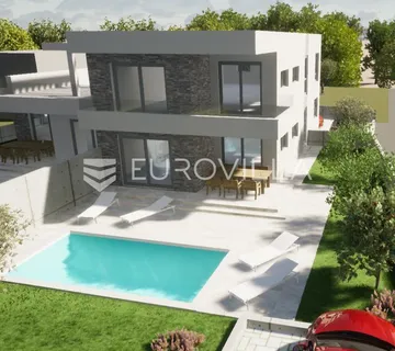 Kaštel Stari, moderna kuća u roh bau fazi s dva odvojena stana - cover