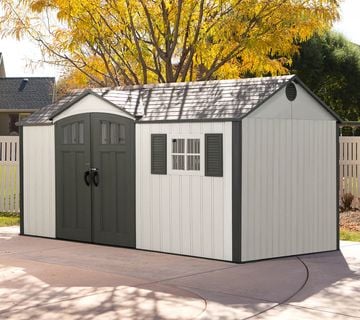 Plastična šupa-uta Texas 8,99 m² - 2,39m x 3,81m - SVIJETLO SIVA - cover