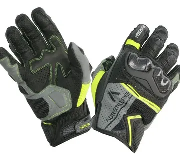 Moto rukavice kožne ADRENALINE HEXAGON PPE crna/fluo - cover