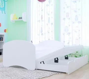 Drveni dječji krevet Happy bez motiva s dodatnim ležajem – 200*90 - cover