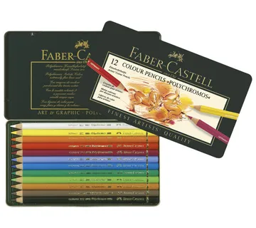 Boje drvene 12boja metalna kutija Polychromos Faber Castell 110012 - cover