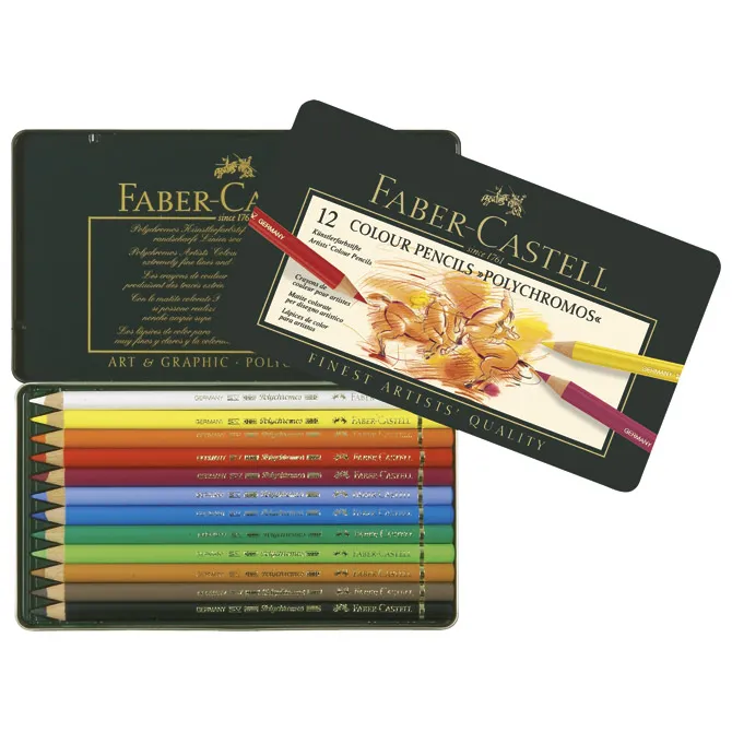 Boje drvene 12boja metalna kutija Polychromos Faber Castell 110012 - cover