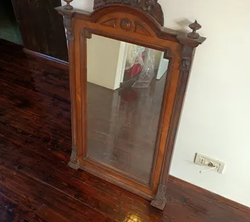 starinsko antikno etno ogledalo, drveni okvir - cover