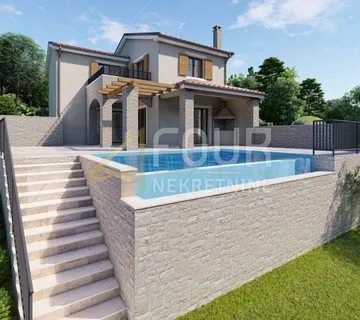 Istra, Grožnjan, građevinsko zemljište s projektom za 3 vile s bazenima - cover
