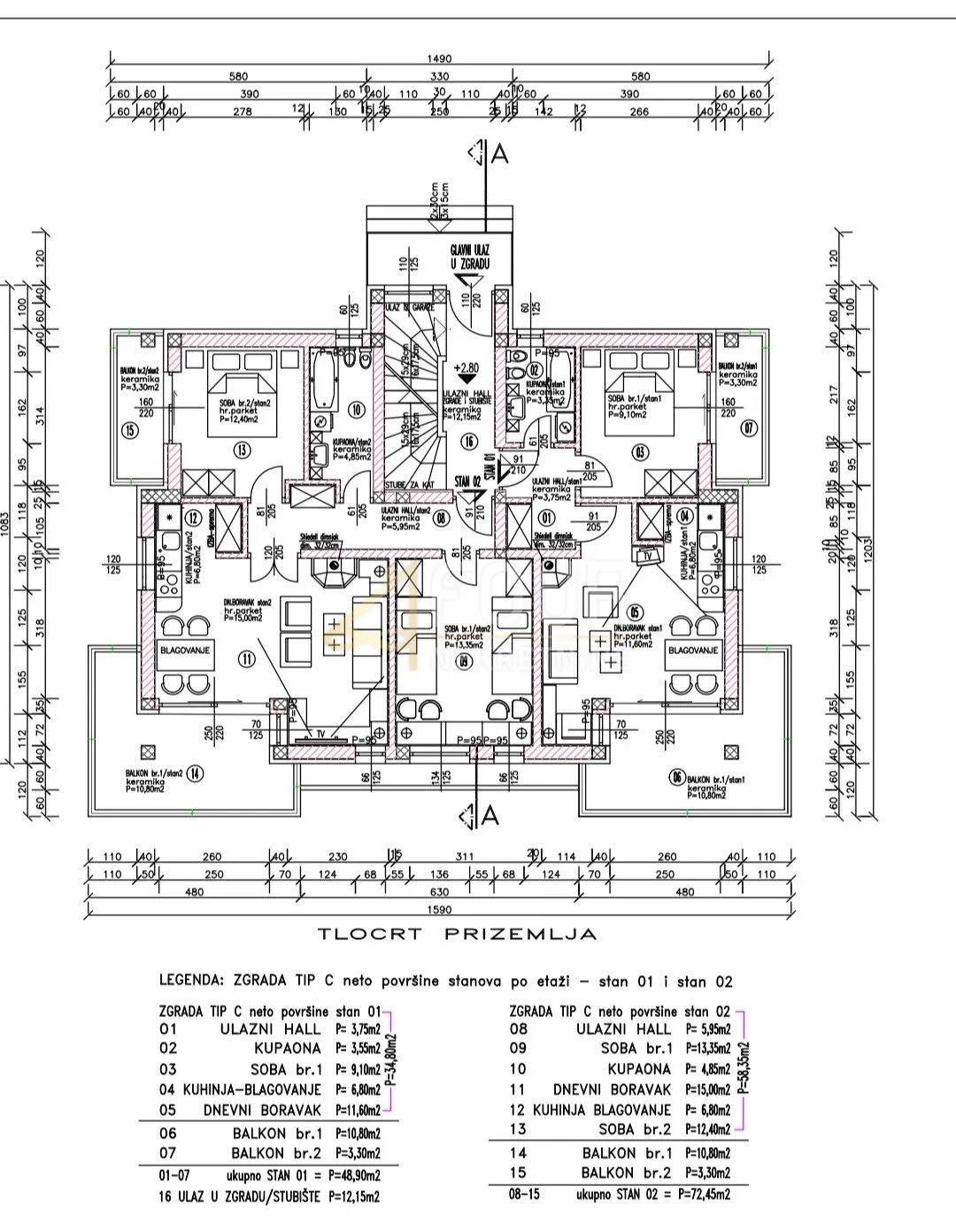 Hreljin, kvalitetna novogradnja, 1s+db, 2 balkona - cover
