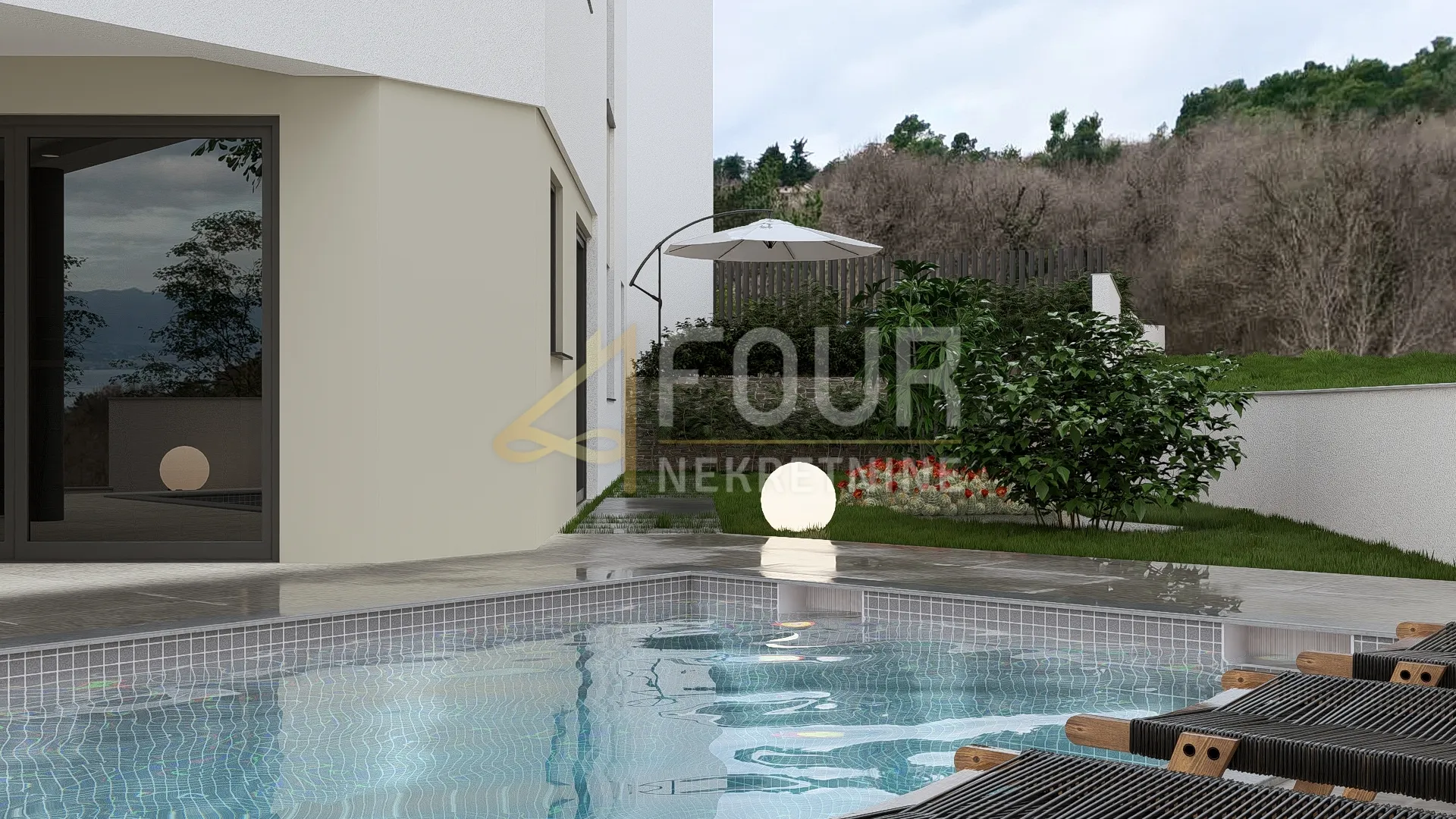 Otok Krk, novogradnja, 3s+db, bazen, pogled na more - cover