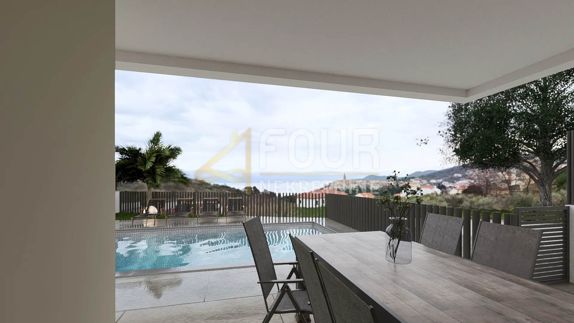 Otok Krk, novogradnja, 3s+db, bazen, pogled na more - cover