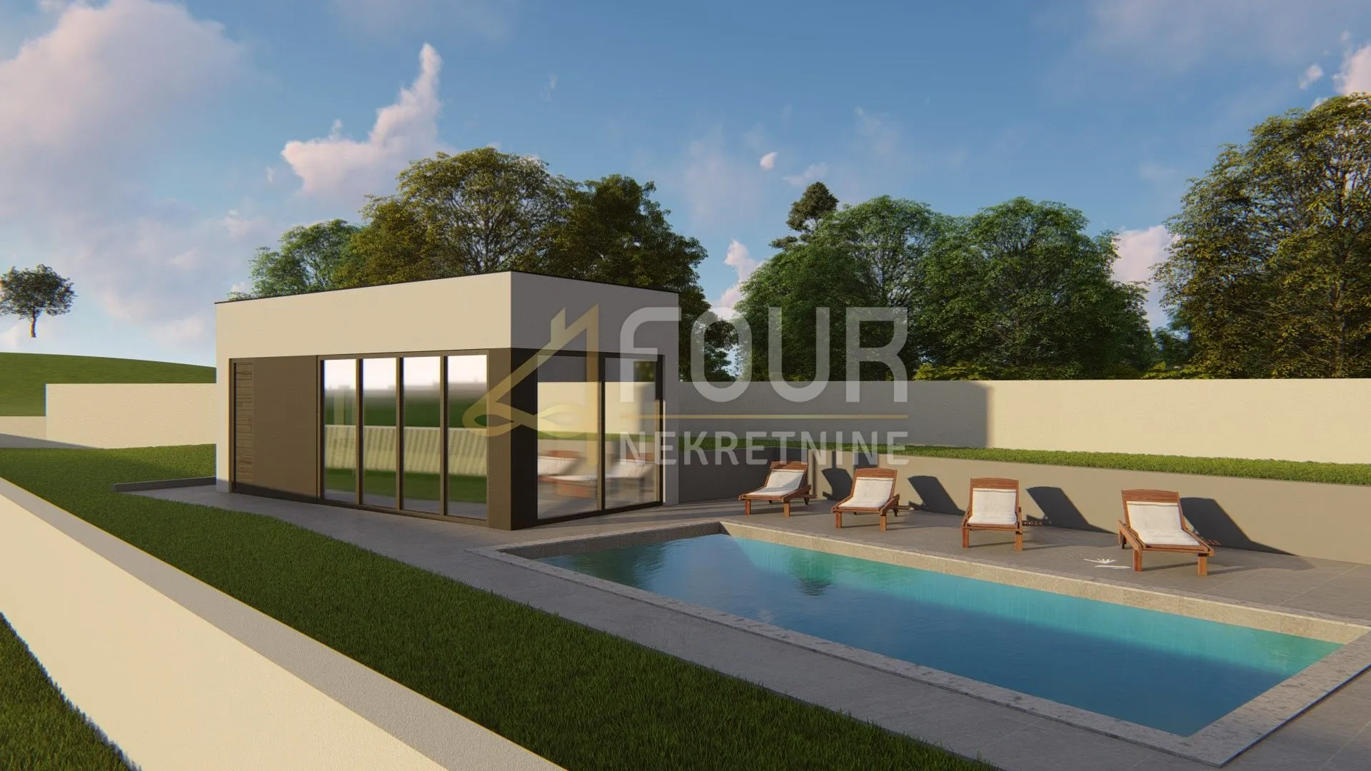 Istra, Labin, moderna prizemnica s bazenom i ljetnom kuhinjom - cover