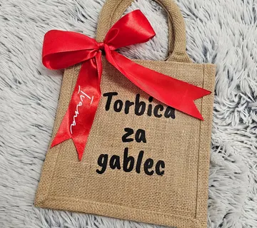 Jutena torbica za gablec s mašnom – mini veličina - cover