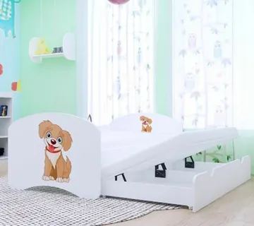 Drveni dječji krevet Happy psić s dodatnim ležajem – 160×80 - cover
