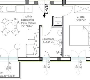 Zadar - Bokanjac - jednosoban stan S3 Z2 prvi kat, novogradnja - cover