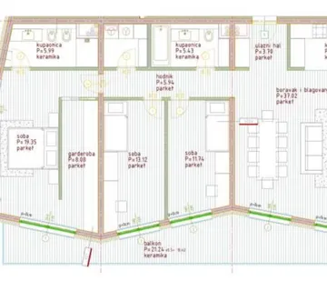 Novogradnja Poreč, četverosobni penthouse, 145.47 m2, 3. Kat