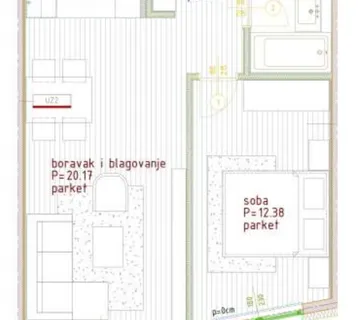 Novogradnja Poreč, dvosoban stan, 58.04 m2, 1. Kat