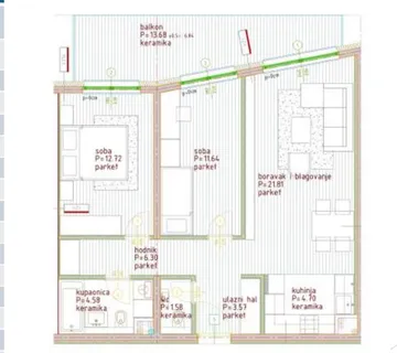 Novogradnja Poreč, trosobni stan, 83.17 m2, 1. Kat
