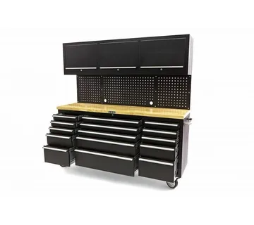 Kolica za alat s 15 ladica,182cm , panel , ormarić ,  crne boje - cover