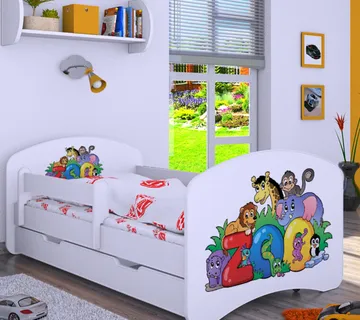 Drveni dječji krevet Happy Zoo s ladicom – 160×80 - cover