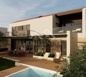 Zemljište s građevinskom dozvolom za vilu s bazenom, započeta gradnja, 1029m2, Lun, Novalja - cover