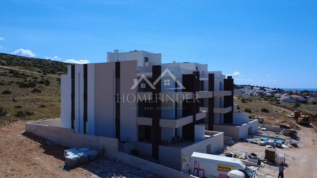 Penthouse s pogledom na more i krovnom terasom, 87m2, Šimuni, otok Pag, NOVOGRADNJA - cover