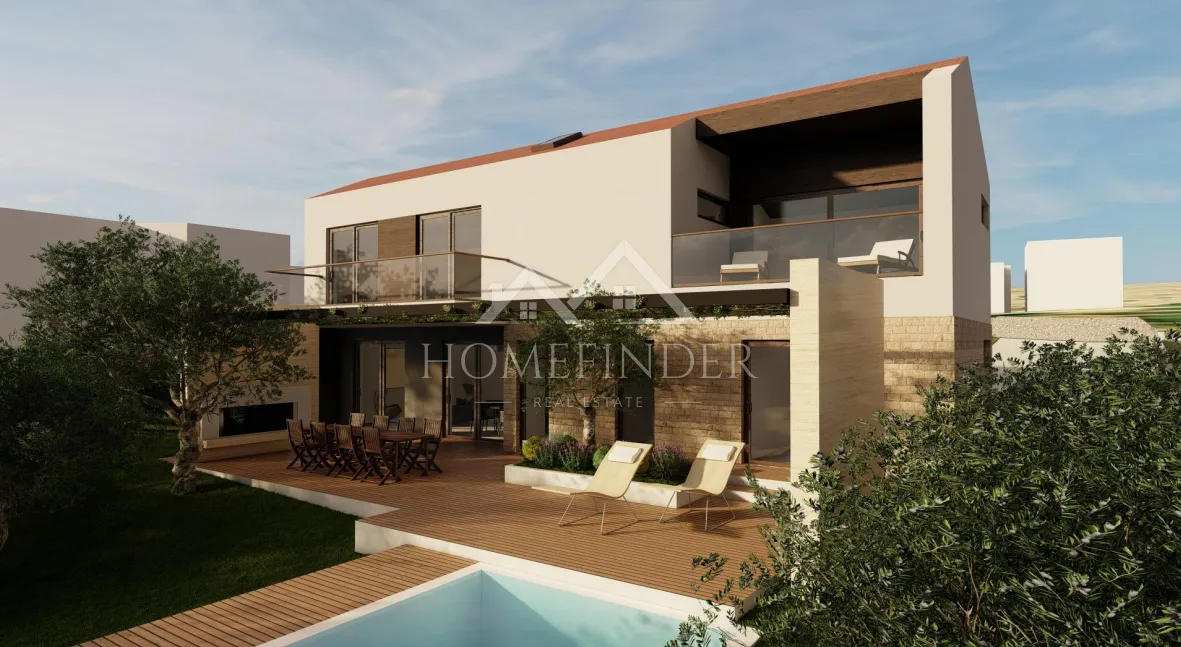 Zemljište s građevinskom dozvolom za vilu s bazenom, započeta gradnja, 1029m2, Lun, Novalja - cover