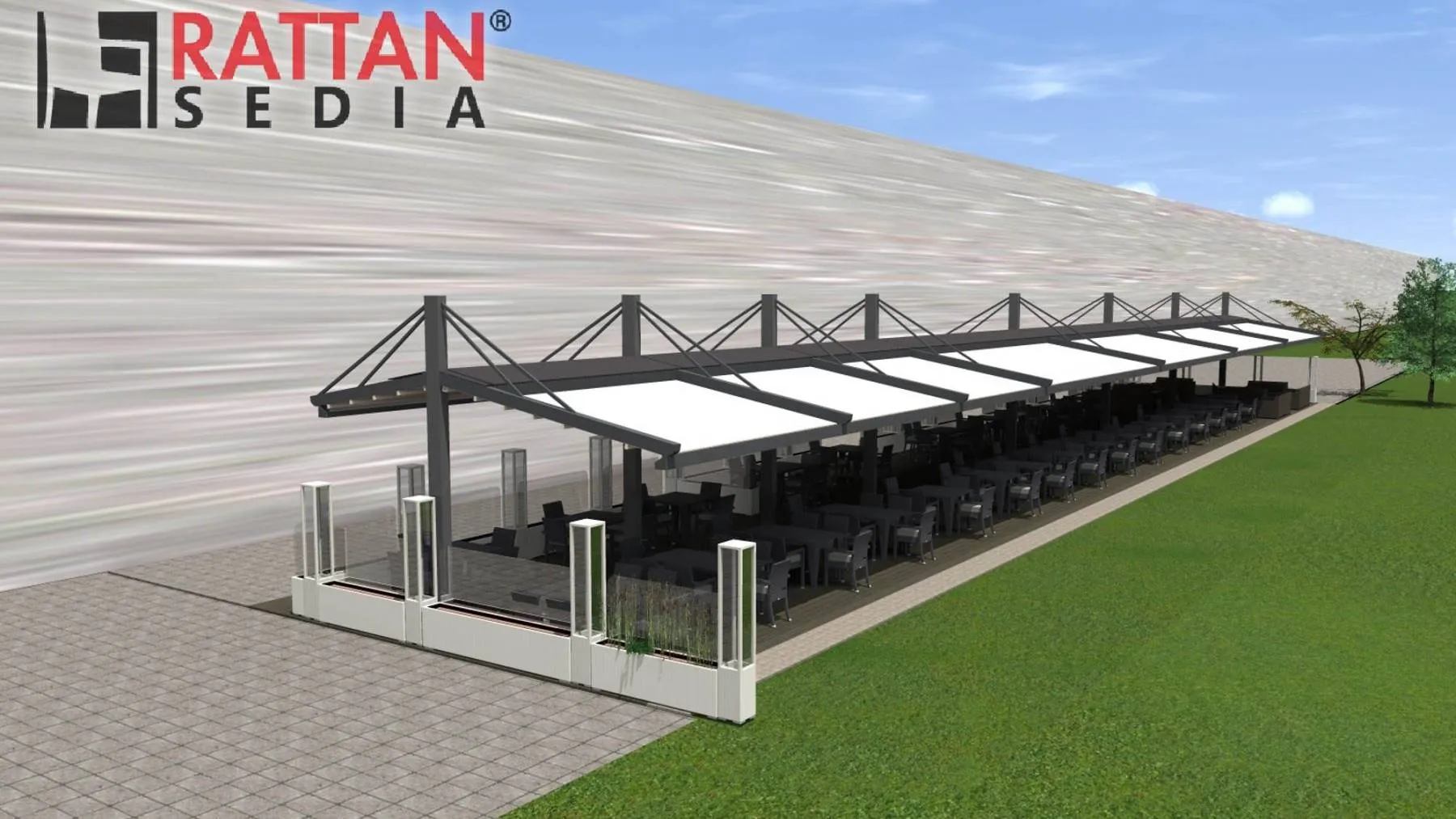Dvovodna pergola tenda – Nautilus - cover