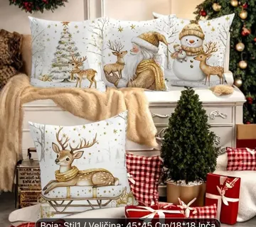 Set od 4 božićne jastučnice - Bijele - zlatne 45x45cm - cover