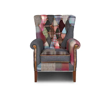 Chesterfield Harris Tweed fotelja Hebe Patchwork - cover