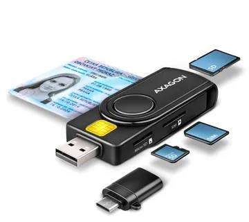 Čitač pametnih kartica AXAGON CRE-SMP2A USB 2.0 Pocket Reader - cover