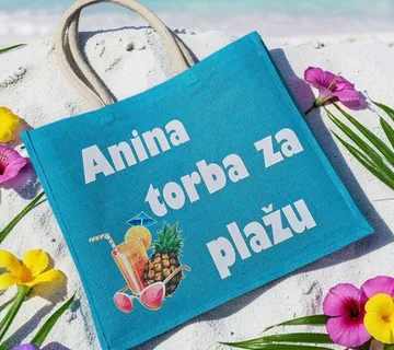 Torba za plažu – juta PLAVA - Prozor, Otočac