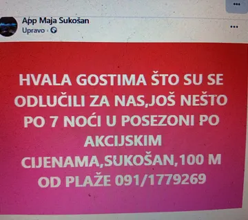 Posezona,sukošan, Akcija 1. Za 2 Osobe Od 25 Eura, Od Plaže 100 M
