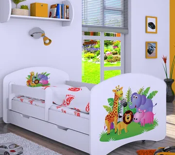 Drveni dječji krevet Happy safari s ladicom – 180×90 - cover