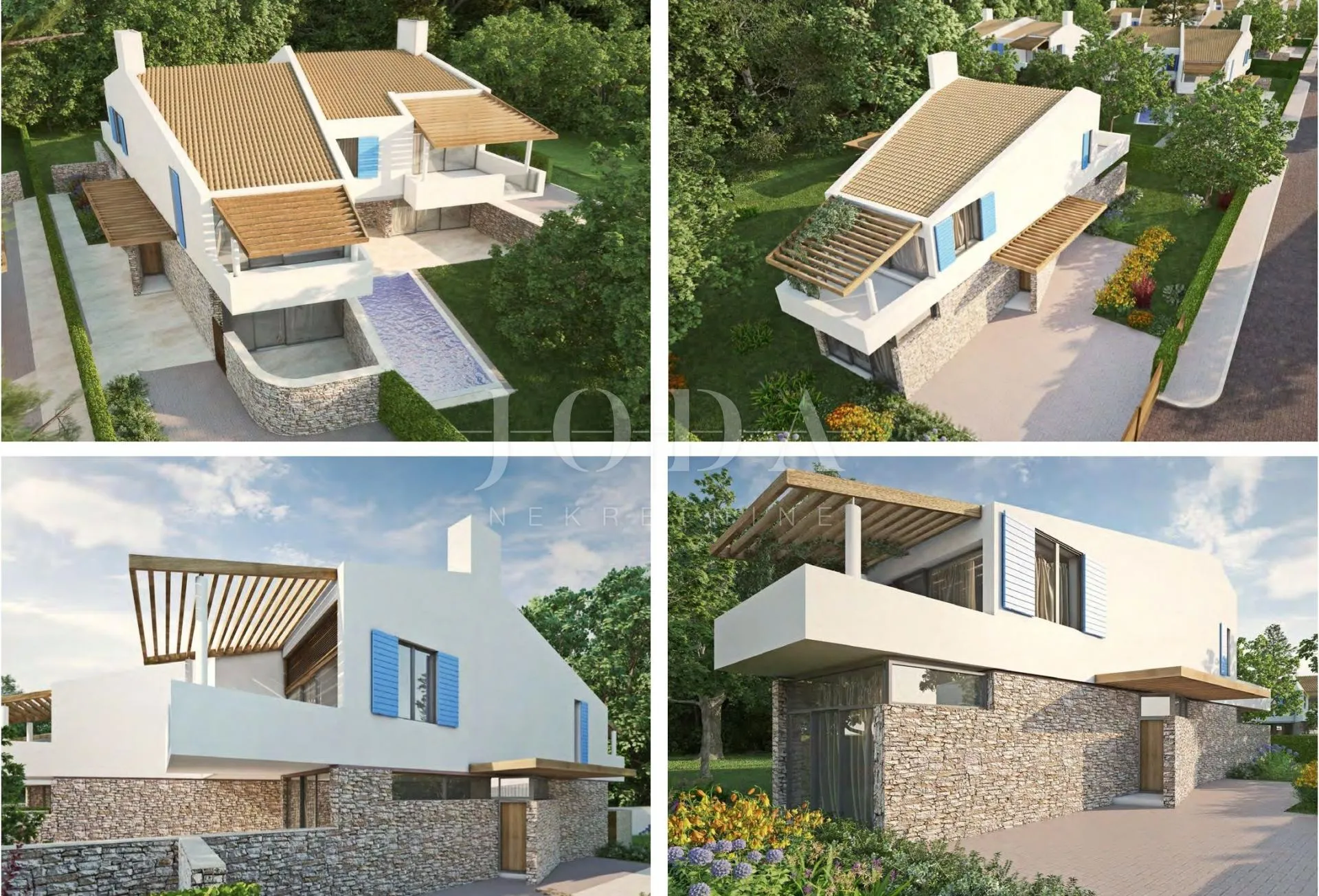 Labin, okolica, projekt Villa sa započetom gradnjom - cover