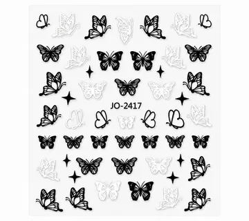 Nail Stickers – Black and White Butterfly - Zagreb
