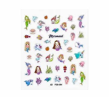 3D Nail Stickers Cute Colorful Mermaids - Zagreb