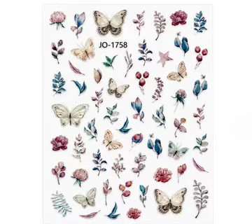 Nail Stickers – Delicate Butterfly Flowers - Zagreb