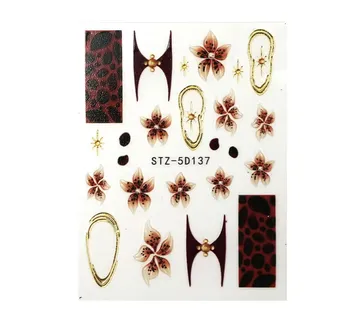 5D Nail Stickers Flowers - Tortoise Brown Gold - Zagreb