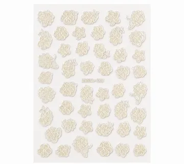 Nail Stickers – White Floral Lace - Zagreb