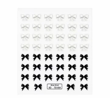 3D Nail Stickers Bows in White and Black - Zagreb