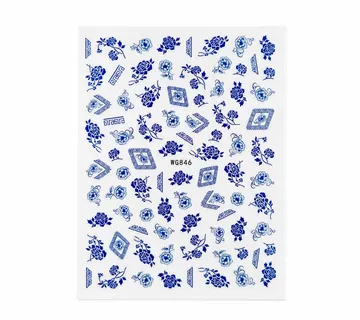 Nail Stickers – Vintage Blue Floral - Zagreb