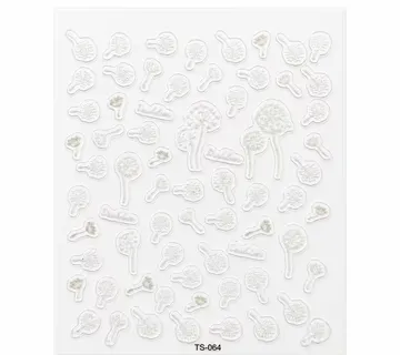 3D Nail Stickers Delicate White Dandelions - Zagreb