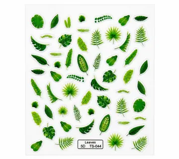 3D Nail Stickers Tropical Green Leaves - Zagreb