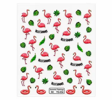 3D Nail Stickers Flamingo Summer - Zagreb