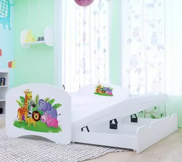 Drveni dječji krevet Happy džungla s dodatnim ležajem – 200*90 - cover