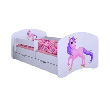 Drveni dječji krevet Happy jednorog s ladicom – 180*90 - cover