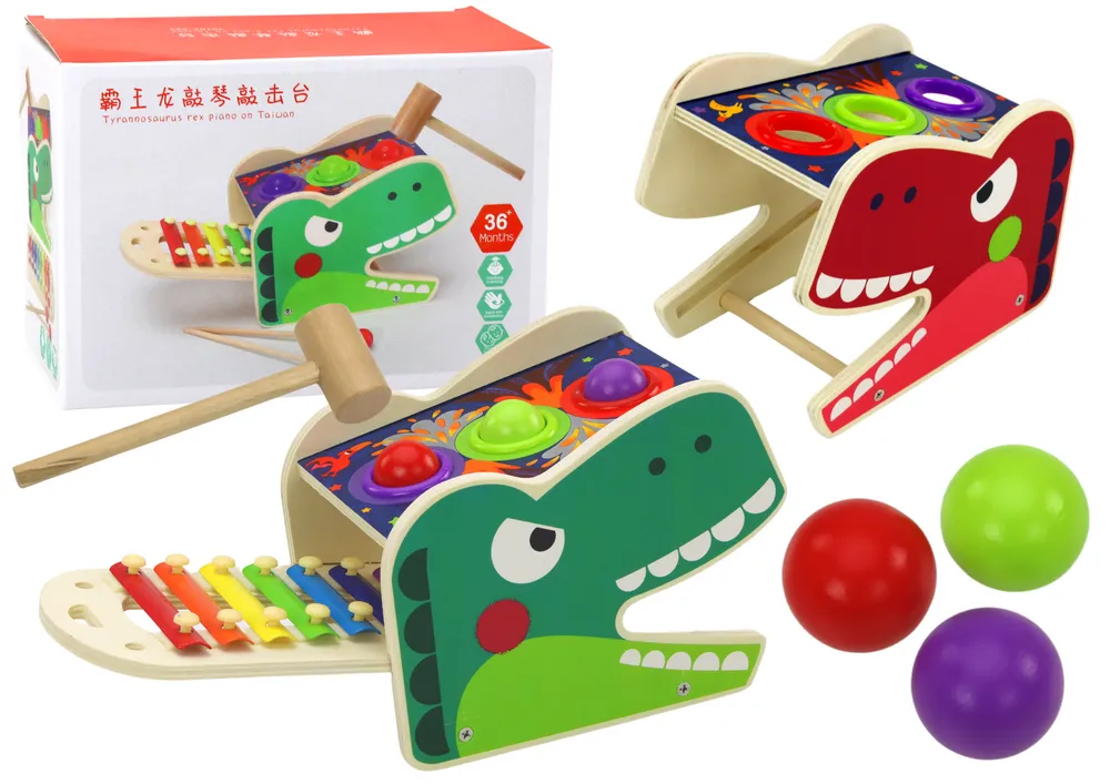 Drveni dinosaur s činelama 2u1 - šareni - cover