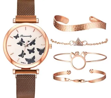Ženski sat i komplet narukvica - Butterflies - cover