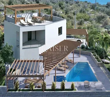 Šibenik, Rogoznica – PROJEKT I GRADNJA - Ekskluzivna moderna vila s bazenom i panoramskim pogledom na more