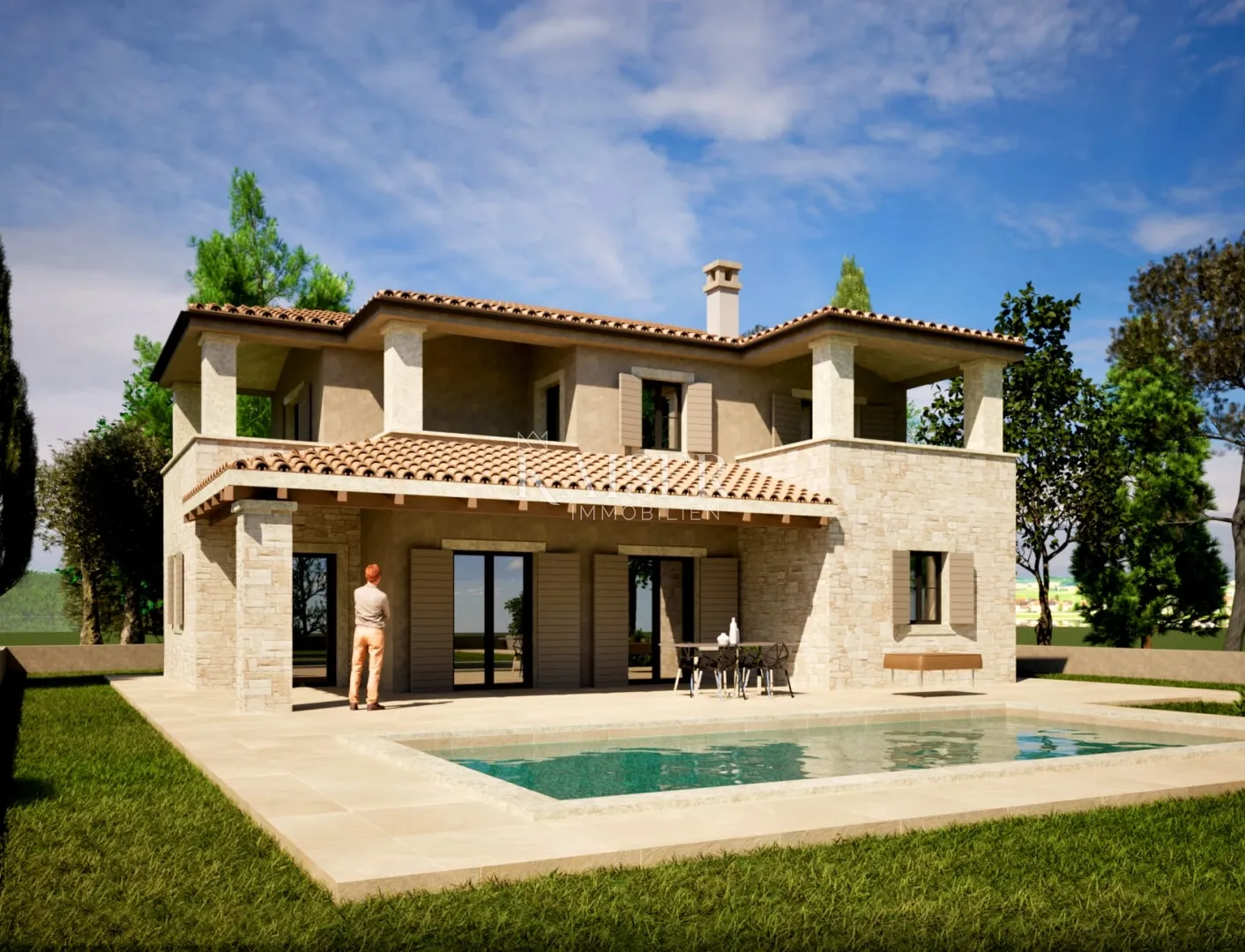 Istra - Poreč okolica, rustikalna vila pogled more - cover