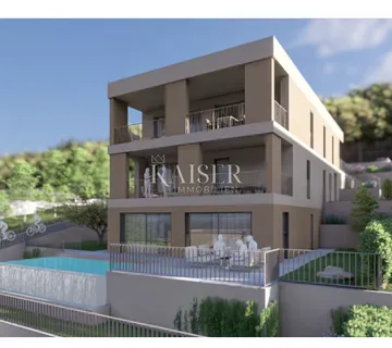 Kostrena, Glavani - trosobni stan s okućnicom i pogledom  u novogradnji - cover