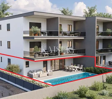 Istra, Novigrad - luksuzan trosoban stan sa dnevnim boravkom, 101m2, sa bazenom - cover